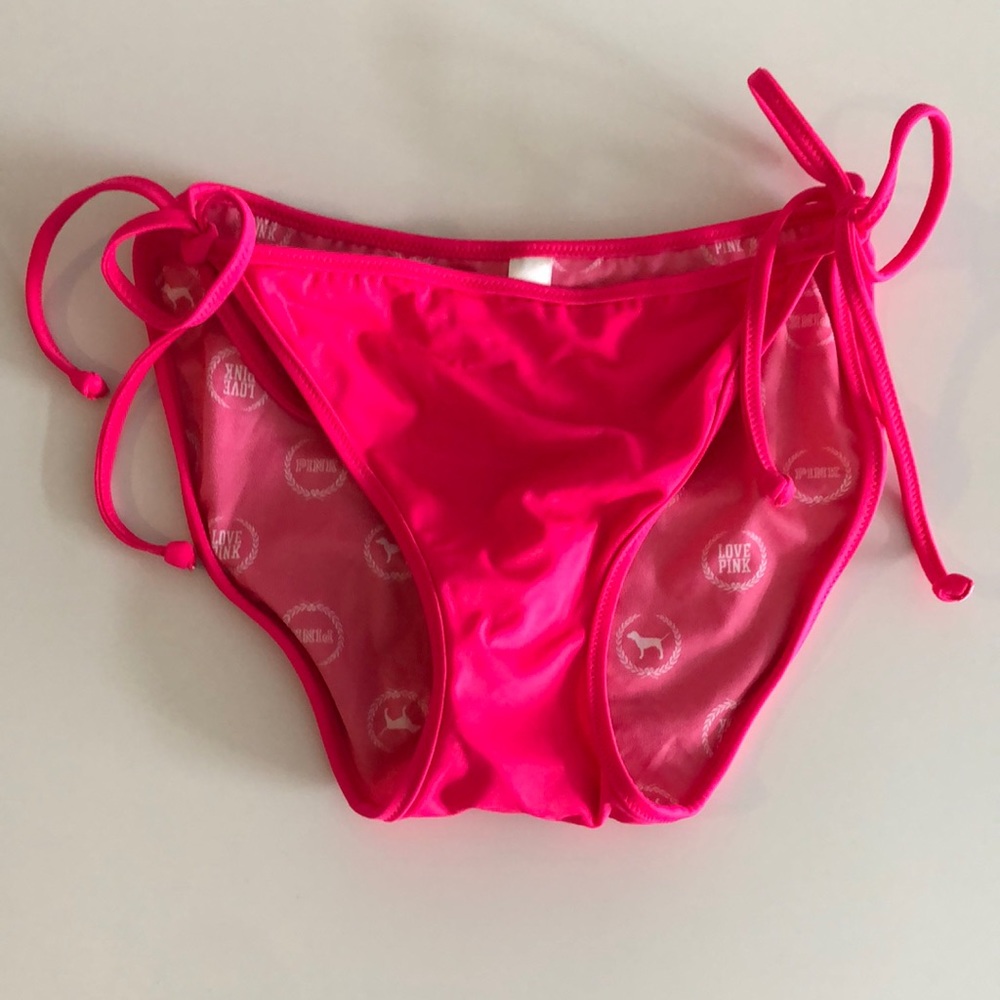 NWOT Pink side tie string bikini bottoms only 💘